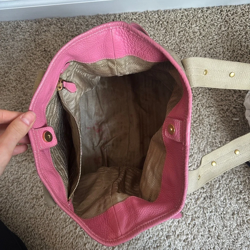 Prada Pink and Tan Tote Bag - Picture 3 of 11